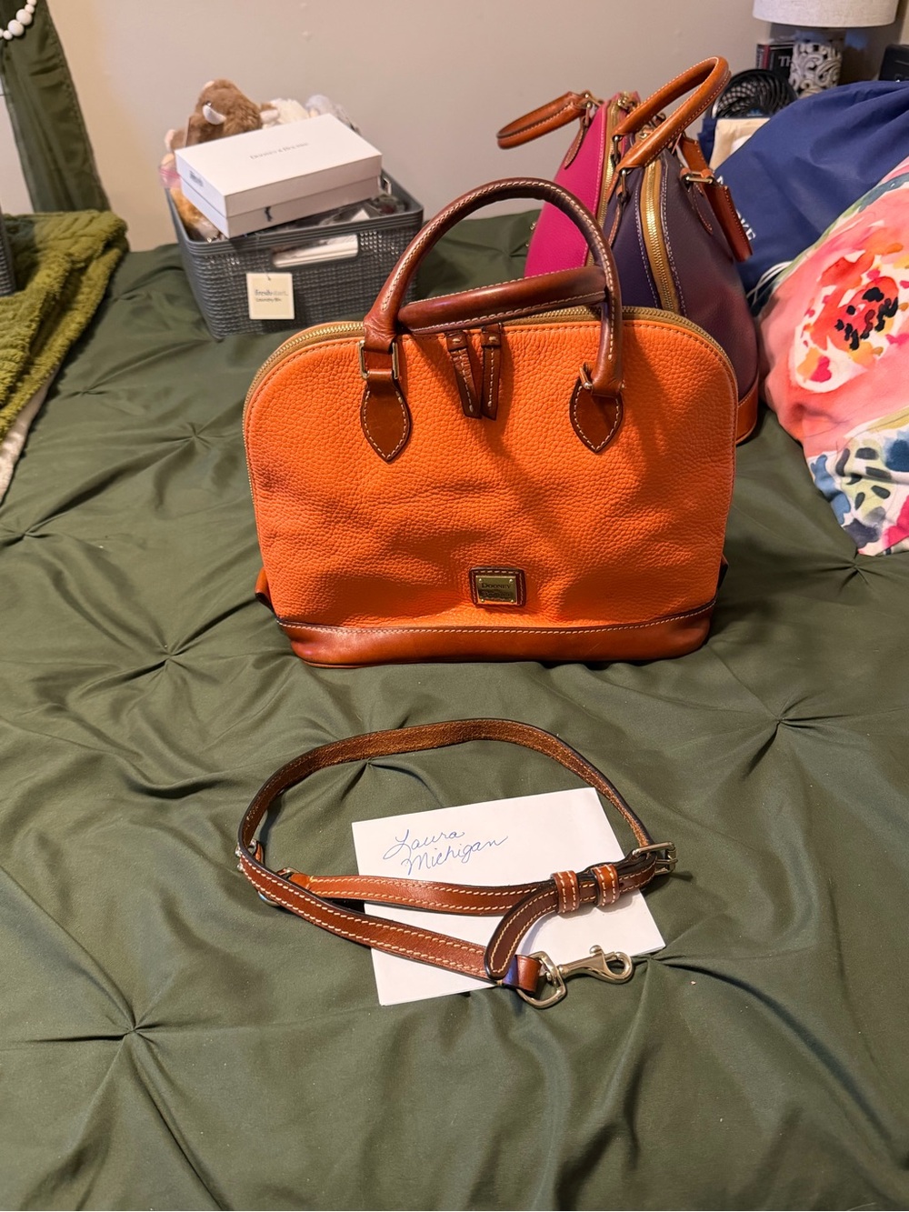 Dooney & Bourke Orange Pebble Leather Satchel